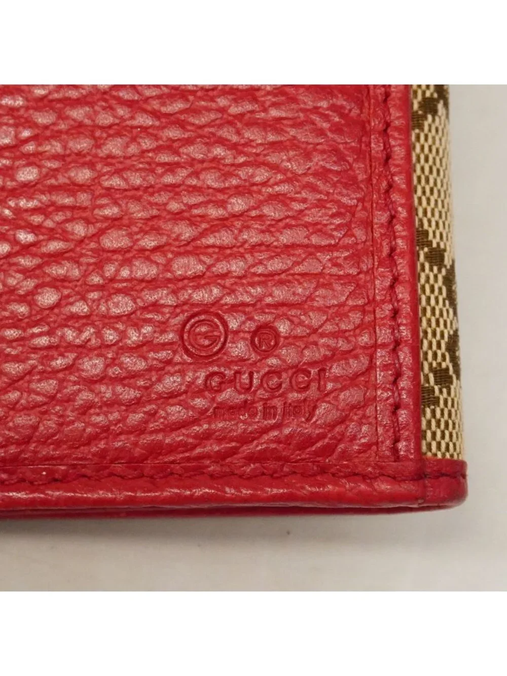 Gucci Wallet GG Canvas Beige Red Gold